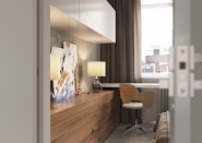 bedroom beige blue