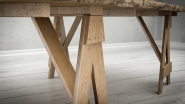 wood table and Apple