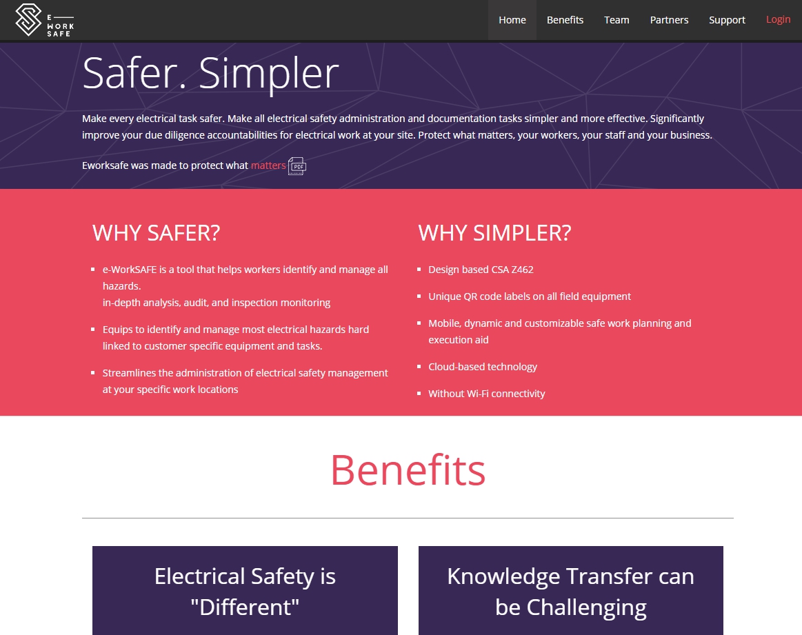Landing page for providing e-WorkSAFE app