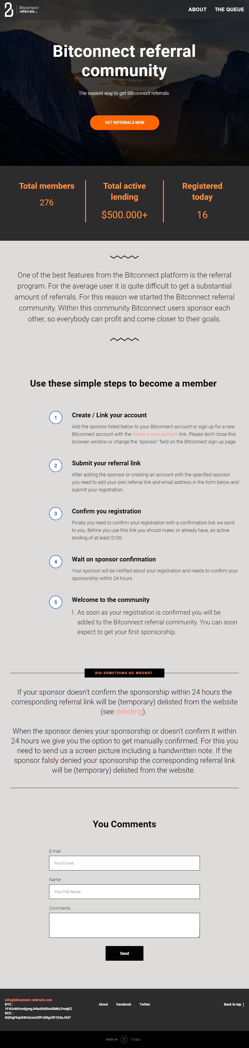 сайт для американця із тематикою bitcoin referals