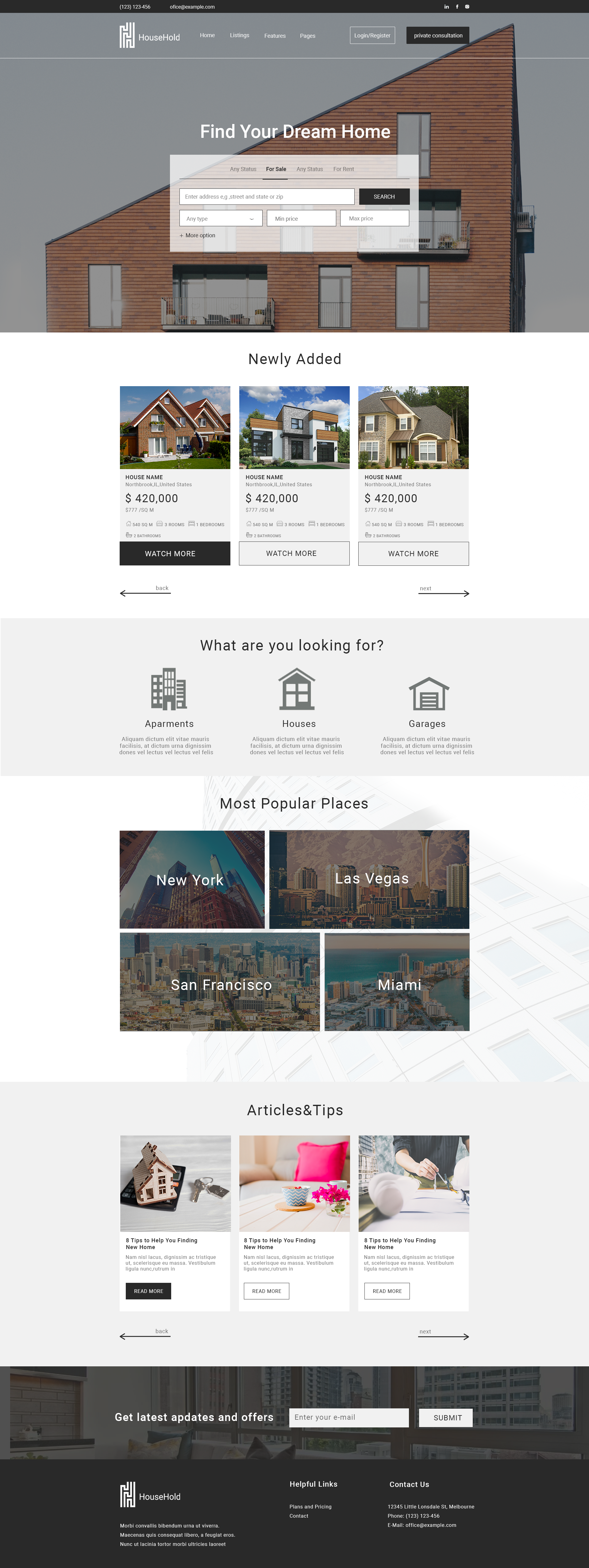 Landing page "HouseHold"
