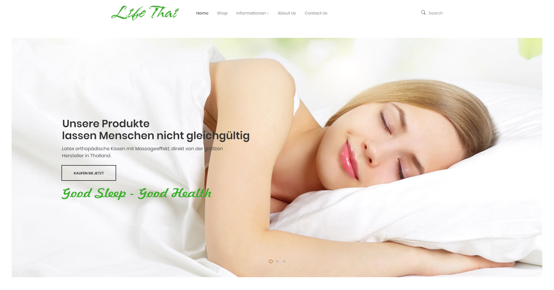 Сайт интернет-магазина "LifeThai.de" - подушки из латекса 