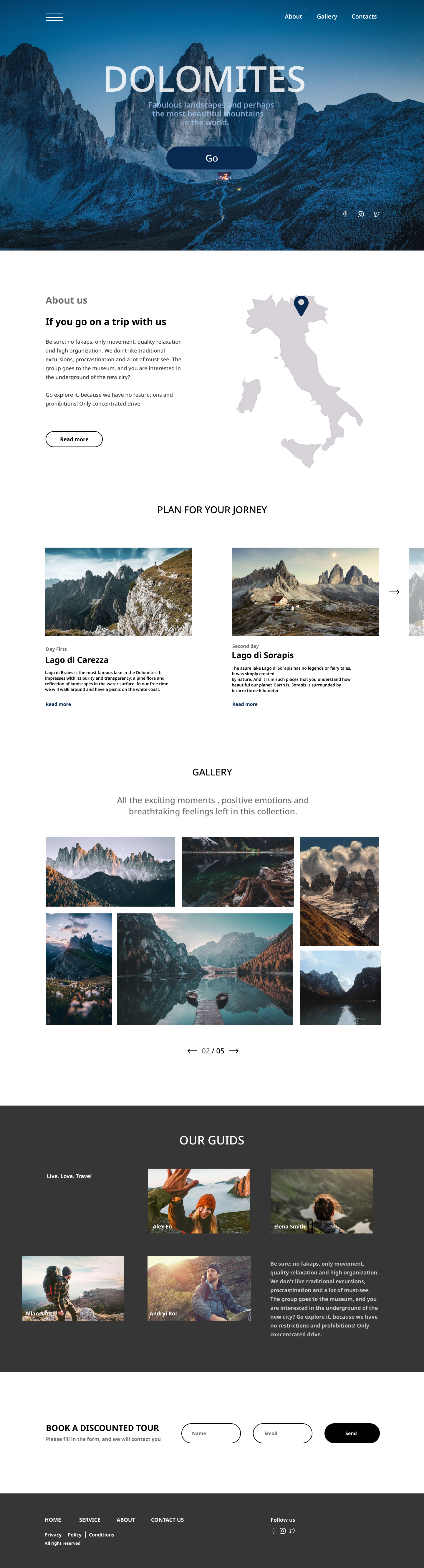 Travel landing page