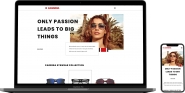 Light, minimalistic landing page for the Italian brand of sunglasses and frames Carrera.