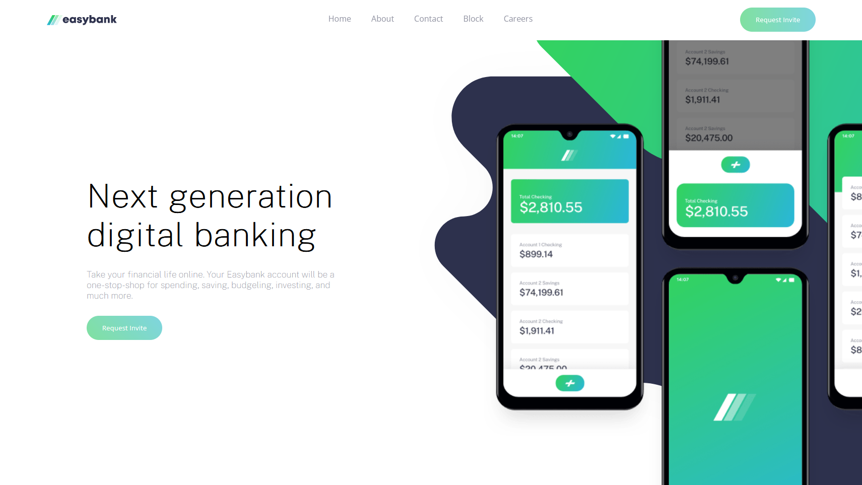 Easy Bank landing page