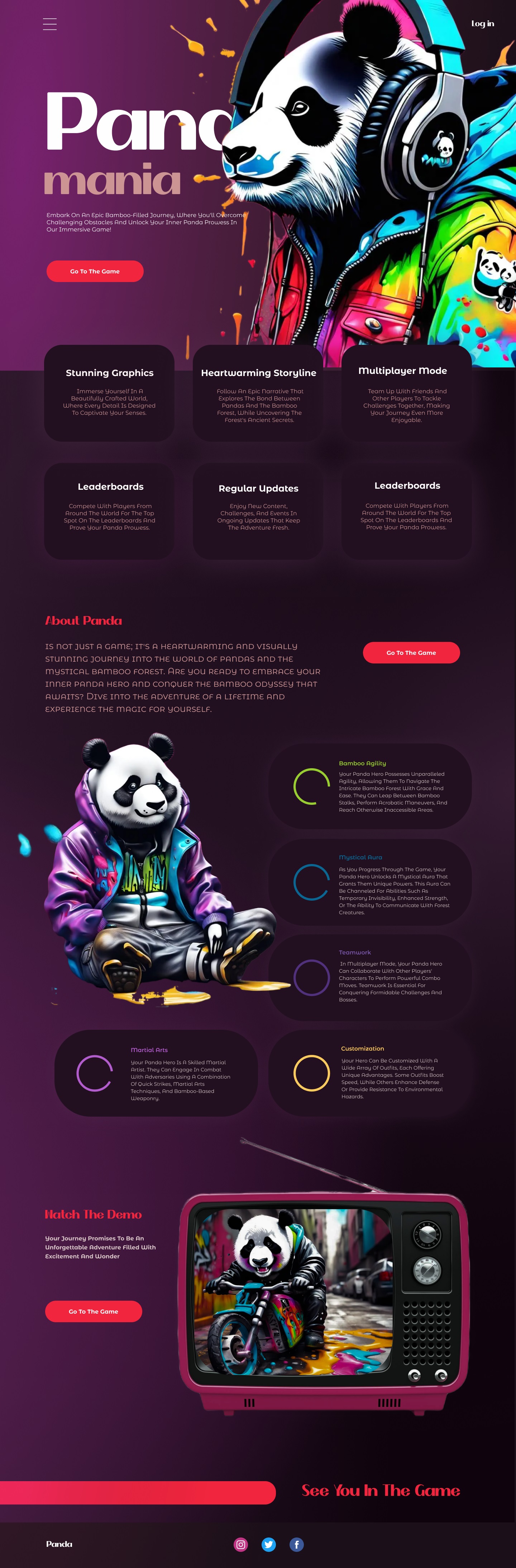 Panda Mania Games Website Design Concept